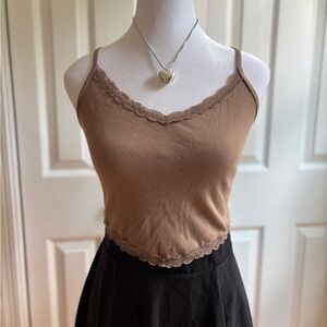 Hollister Tan Lace Trim Cami Top